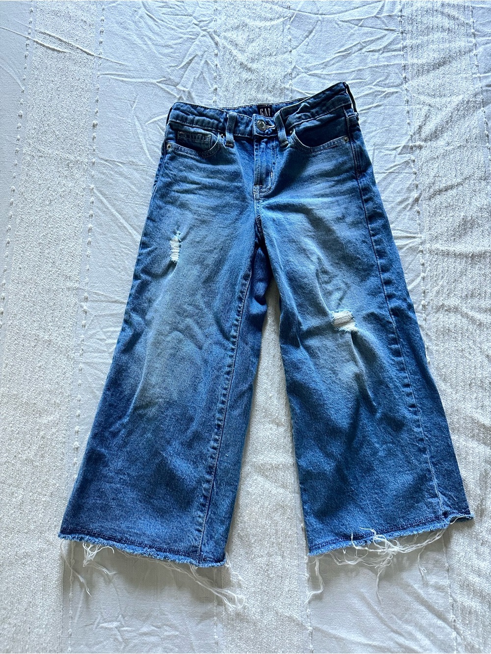 GAP Light-Medium Blue Wide Leg Distressed Jeans